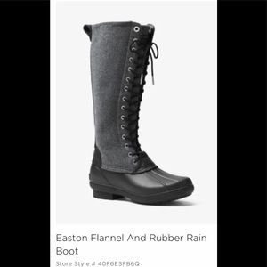 Michael Kors Easton Flannel and Rubber Rain Boot